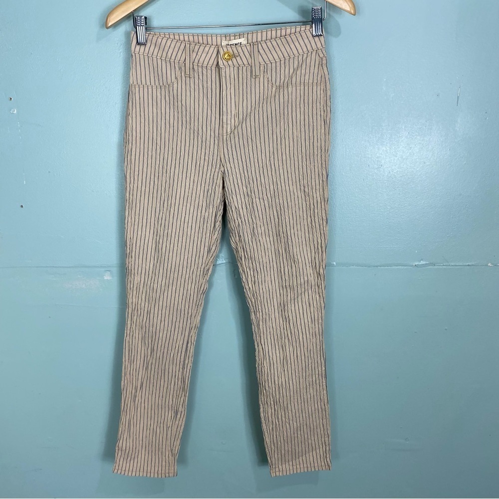 L'agence Seersucker Pinstripe Pant Blue Beige‎ Sz 25 Ankle